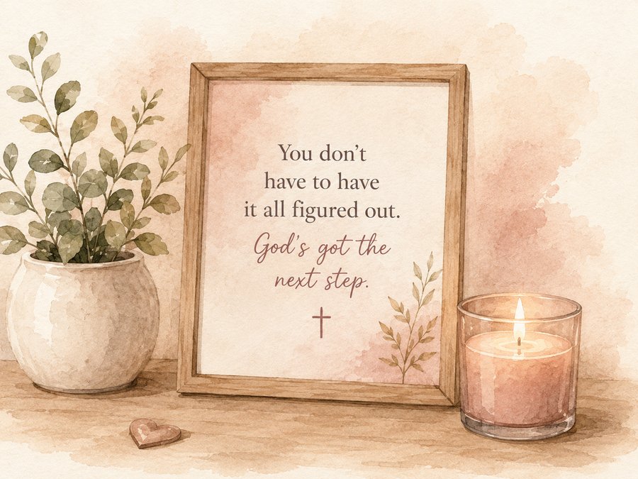 A lit candle beside a plant in soft light